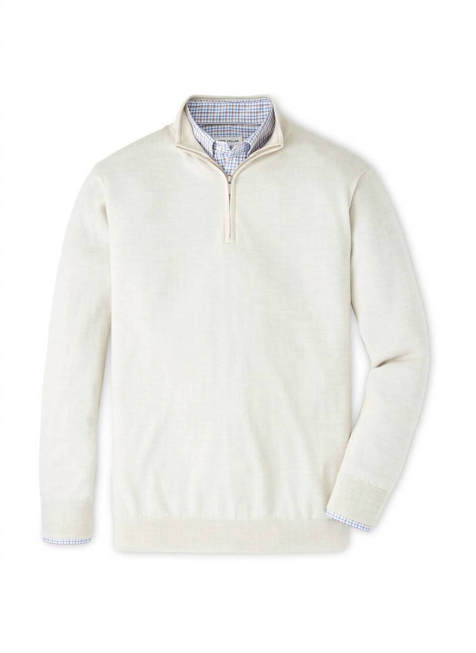 NEW PETER MILLAR men's autumn crest quarter zip sweater in ivory